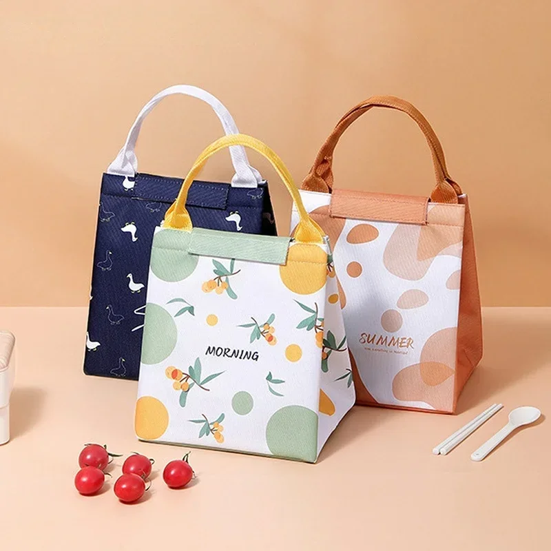 Kawaii Thermal Lunch Tote Bag Women Children's School Thermal Insulated Lunch Box Tote Food Small Cooler Bag Pouch