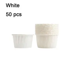 Pack of 50 Decorative Muffin & Cupcake Baking Cups - Stylish Paper Wrappers (White)