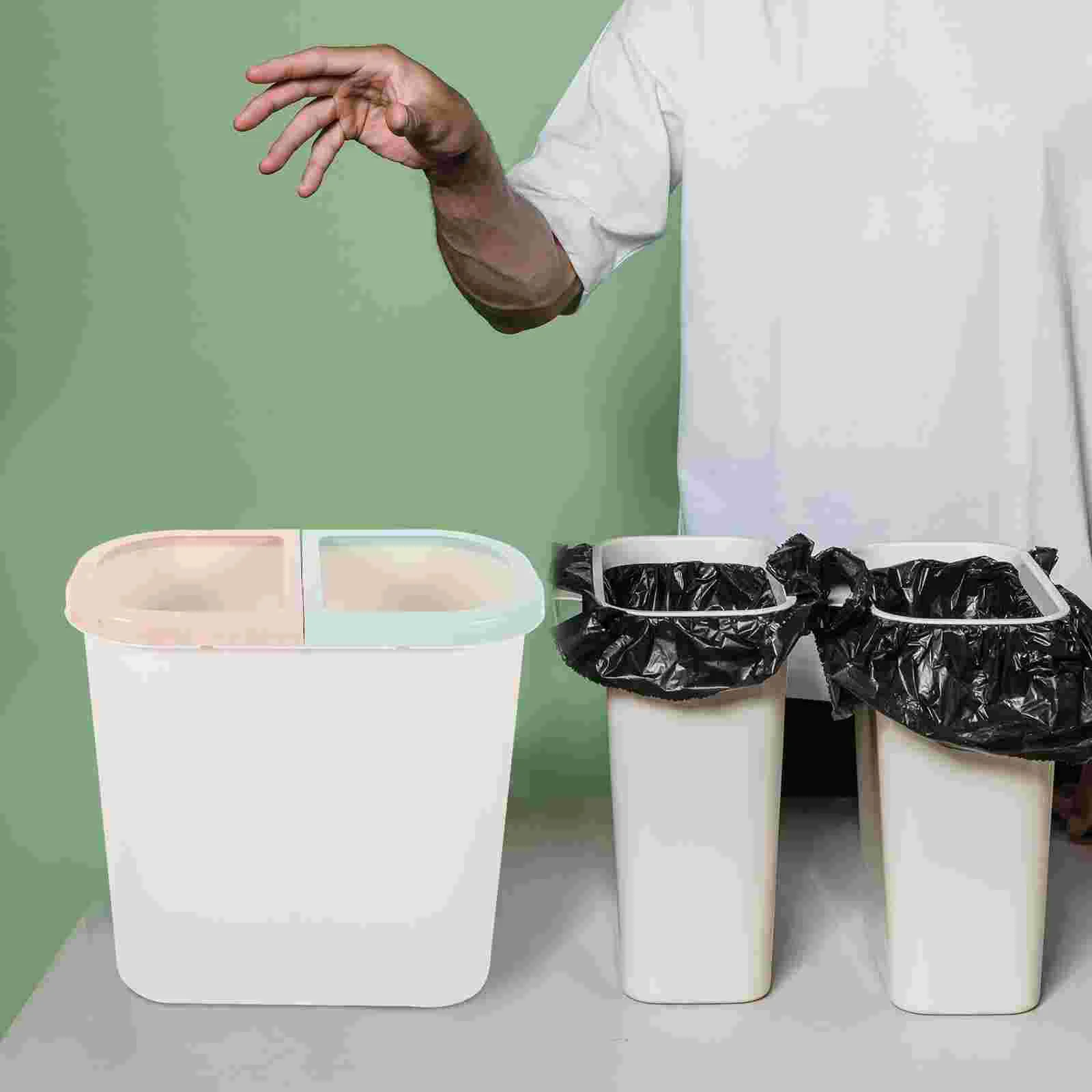 Dual Trash Can Plastic Recycle Bin Dual Compartments Garbage Can Dry Wet Waste Can Classified Trash Can Rubbish Bin