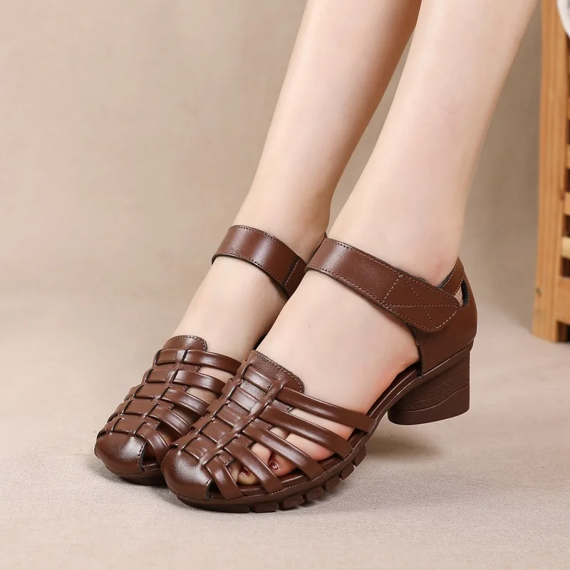 sandale tressee cuir