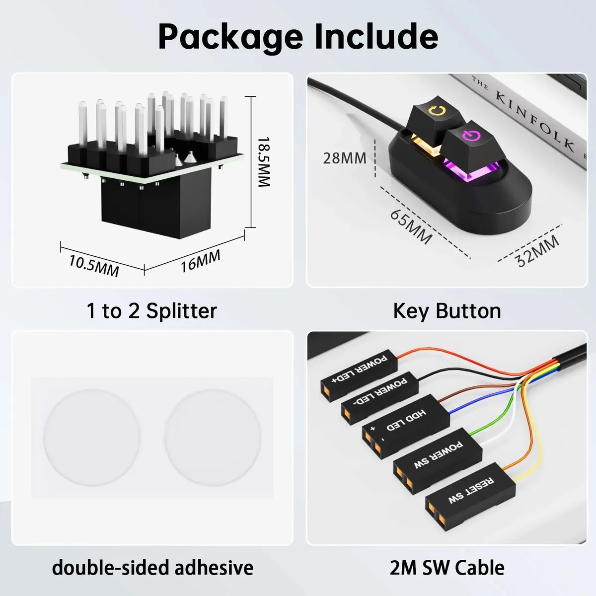 2M Mechanical Key External Power On Off Motherboard Switch On Off Power SW Cables PC Power Switch Button for Home Office PC Case — view 6
