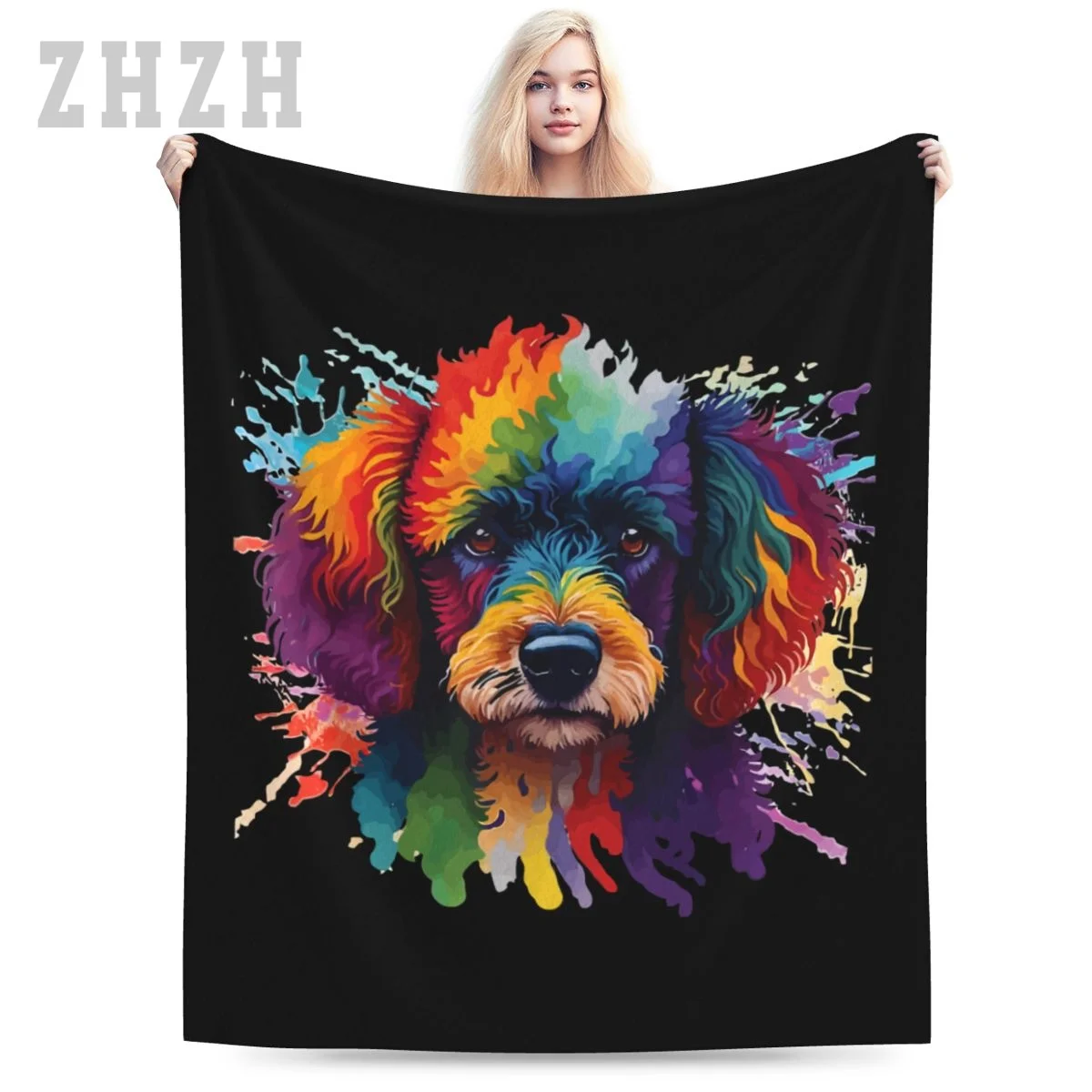 

Blanket Colorful Poodle Pop Dog Lover Pet Breeder Canine Flannel Multifunction Outdoor Camping Sofa Cover Keep Warm