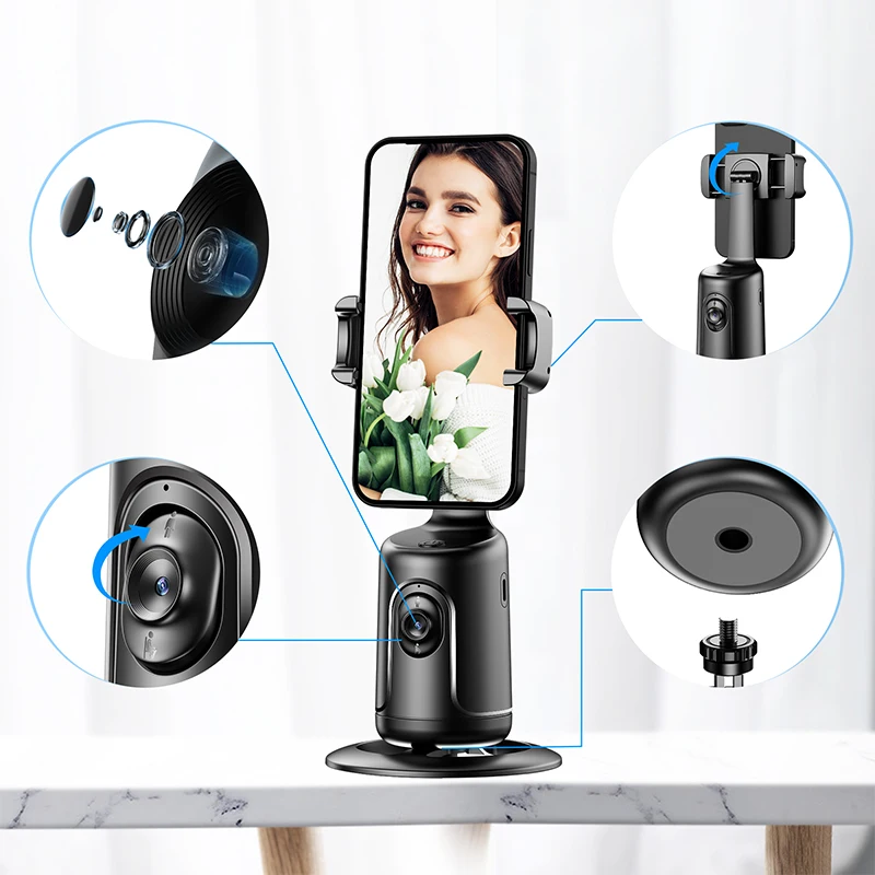 Auto Tracking Phone Holder Auto Face Tracking 360 Rotation Fast Face & Object Cameraman Robot