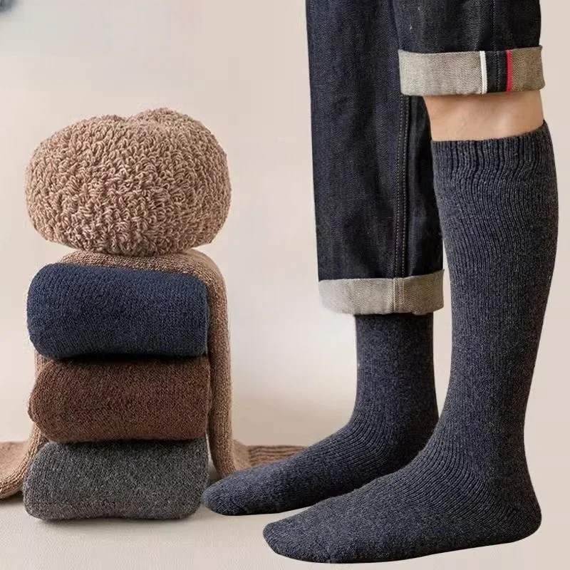 Men's Luxury Winter Wool Knee-High Socks - 3 Pairs