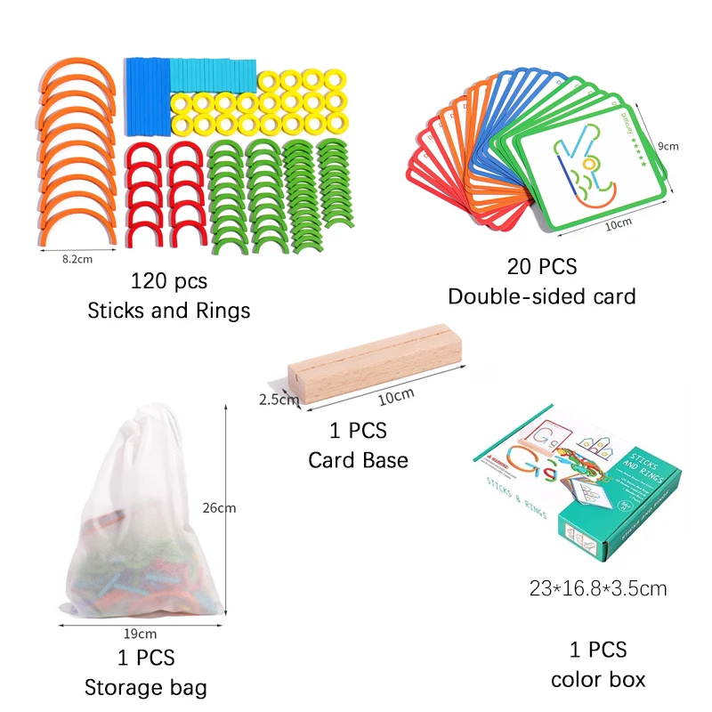 Kids Montessori Toy Wooden Creative Sticks And Rings Puzzle Intelligence Game Logical Thinking Games Children Educational Toys 6