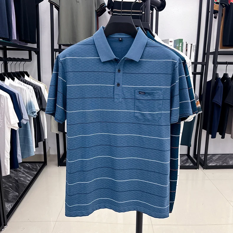 Luxury brand plaid jacquard short sleeve polo shirt fashion letter embroidery pocket classic stripes trend men's new T-shirt top 14 S744d0fb164cc44c4bb071ae5b486ab5eC