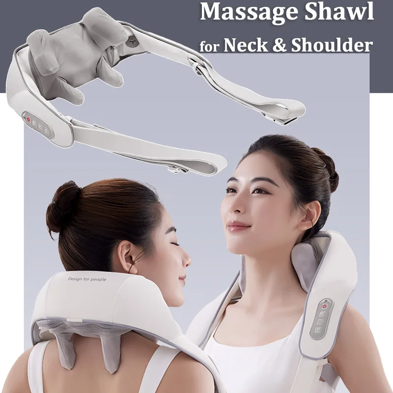 Neck Shoulder Massager Multi-Functional Massage Shawl Vibration Relaxation Cervical Massager Stiff Shoulder Pain Relief 3 speed fast heating plug in shawl microwave neck and shoulder wrap heating pads shoulder and neck back warmth and pain relief