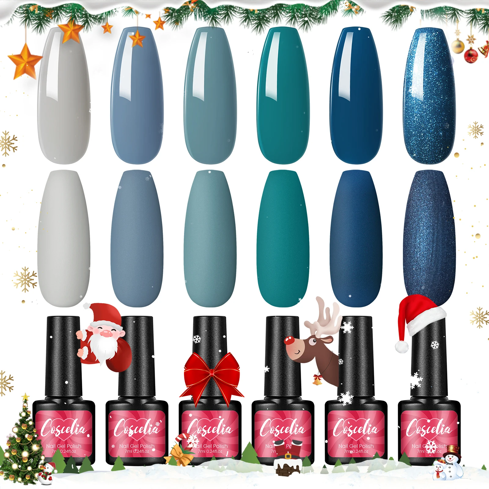 Gel Nail Polish Set COSCELIA 6Pcs/Set Gel Nail Art Varnish Semi Permanent Soak Off UV