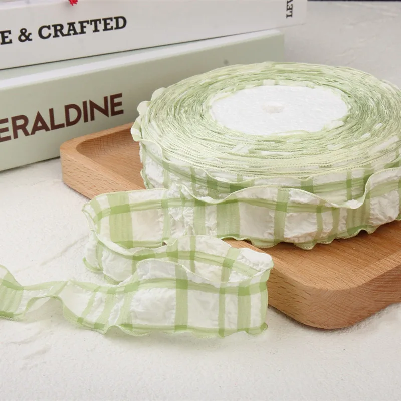 Plaid Wavy Edge Lace Cotton Ribbon