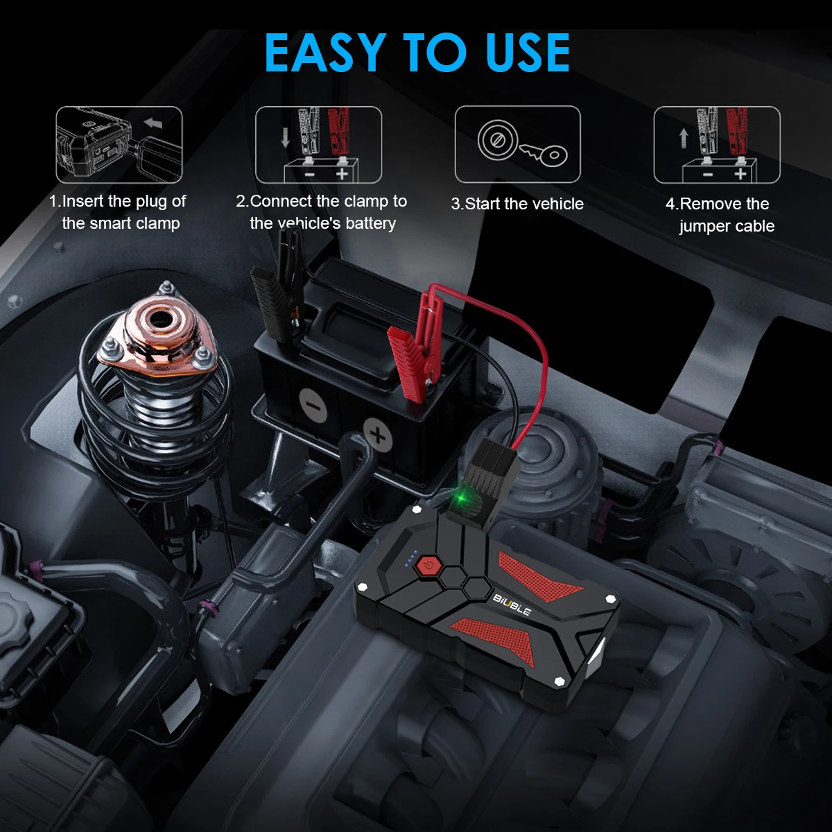 2000A Jump Starter Power Bank Starting Device Portable Emergency Booster for 12V Small Trucks Emergency Battery Booster