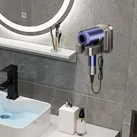 Hair Dryer Holder Wall Mounted Suction Cup Blow Dryer Organizer Dryer Hanger Hair Dryer Storage Rack For Bedroom & Bathroom 2