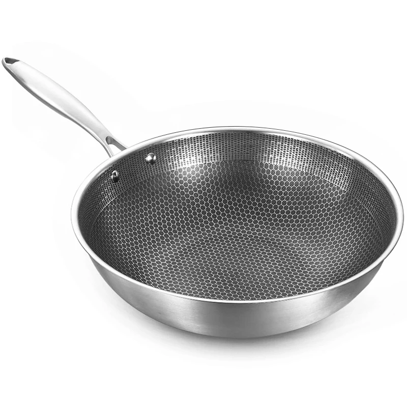 

32cm Stainless Steel Wok Uncoated Non-stick Wok Pan ,Gas And Induction Cooker