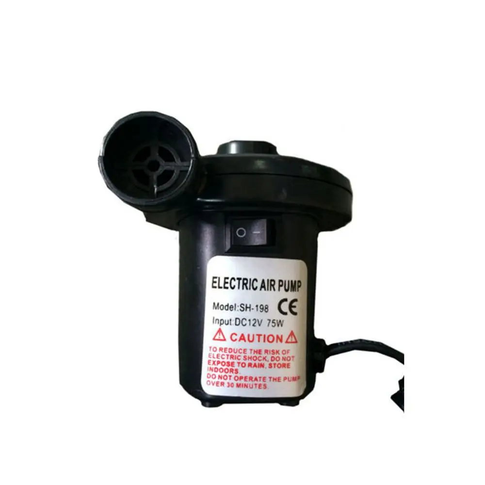 12V 4800PA Electric Air Pump Potable Inflatable Compressor Mattress Swimming Pool Fast Air Filling Inflator with 3 Nozzles