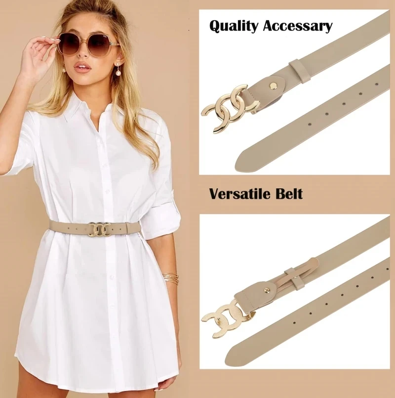 CMEIMEI leather belt — lifestyle view on denim