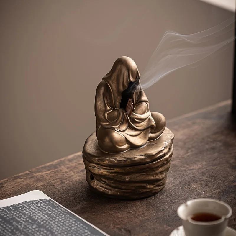 Formless Buddha Meditation Ceramic Monk Incense Holder Burner Home Living Room Garden Tearoom Yoga Room Zen Decoration 1