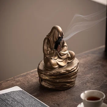 Formless Buddha Meditation Ceramic Monk Incense Holder Burner Home Living Room Garden Tearoom Yoga Room Zen Decoration 1