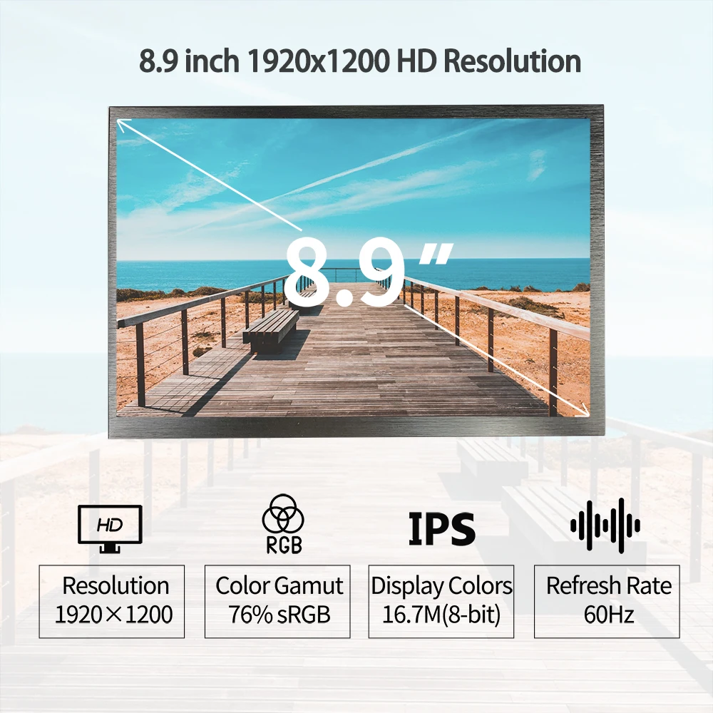 9 ġ USB-C HDMI ġ ޴ ÷, 1920x1600 IPS ÷ ޴ , smartph 8.9 ޴ ȭ ܺ 