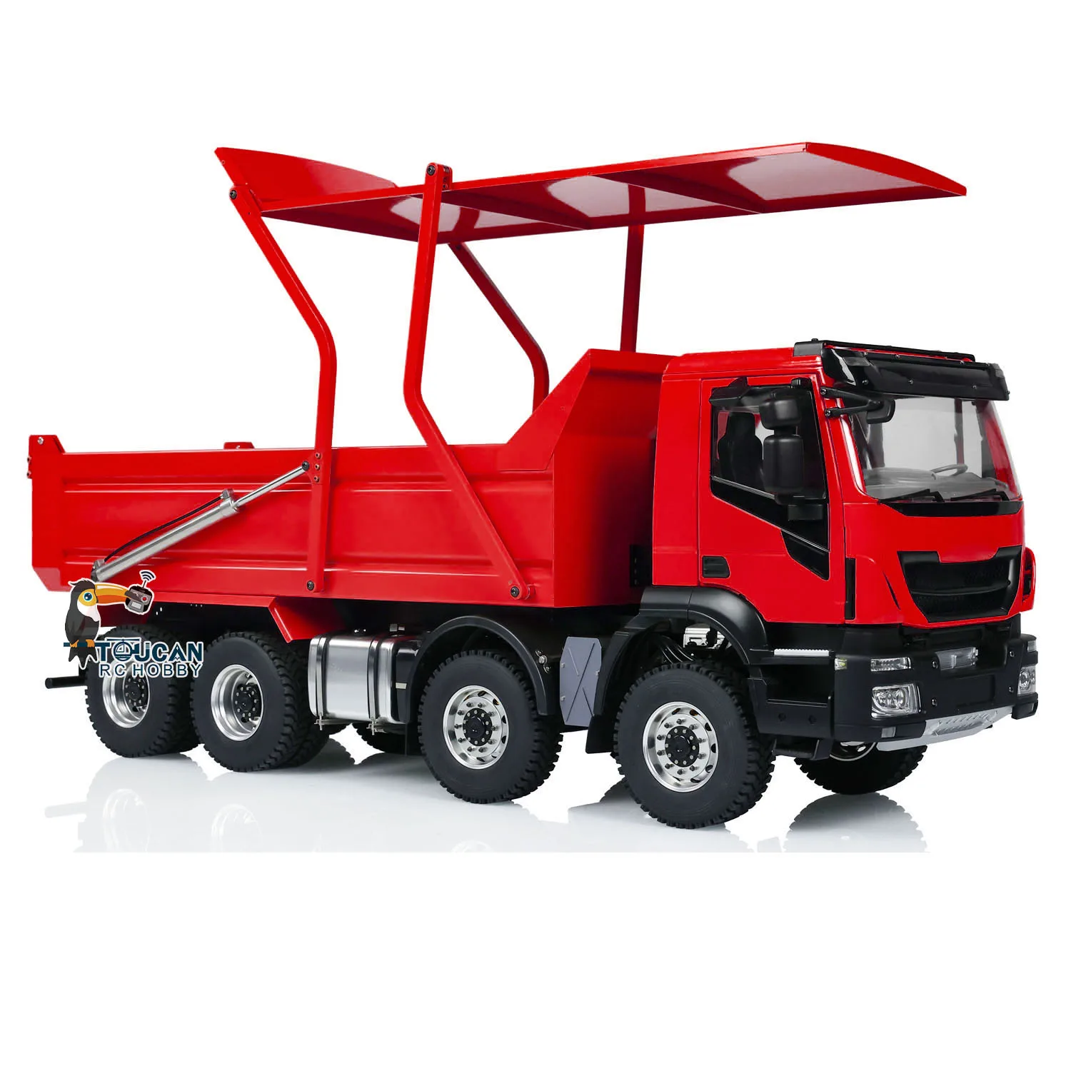 8x4 RC Metal 1/14 Hydraulic Tipper Truck Dump Car Model with Flip-over Cover Light Sound System Motor Servo ES CRC Toy TH23539 2
