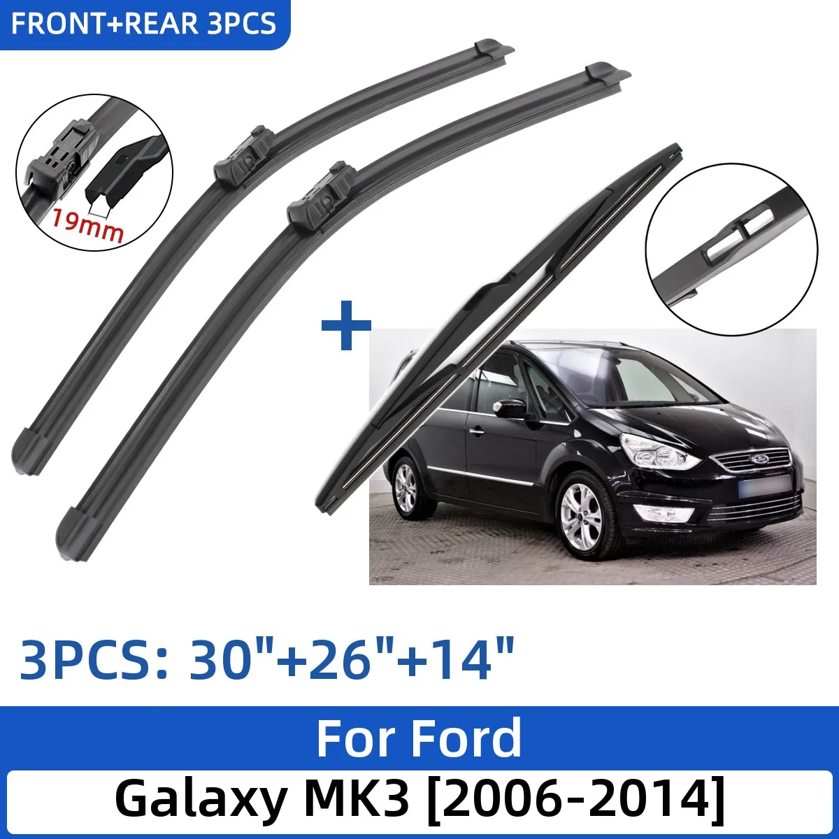 Für Ford Galaxy MK3 2006-2014 30 + 26 + 14 Vorne Hinten Wischer Klingen  Windschutzscheibe windschutzscheibe Fenster Cutter Zubehör 2012 2013 2014 -  AliExpress