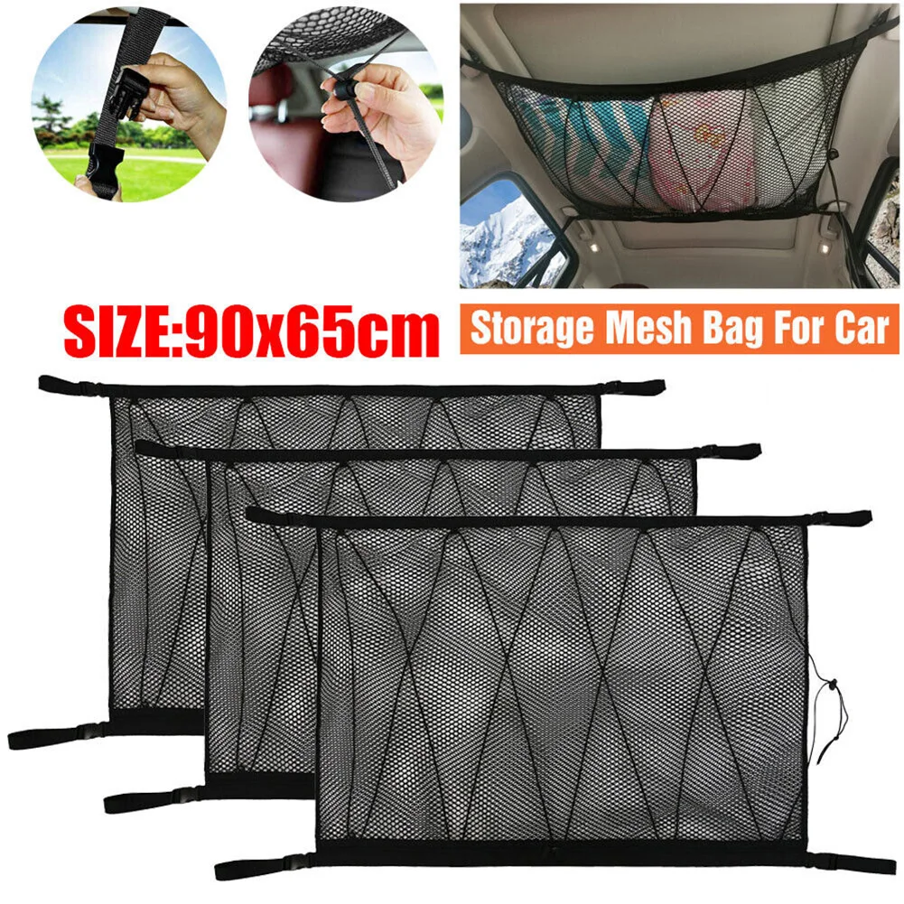 

Car Ceiling Storage Net Pocket Car Roof Bag Interior Cargo Net Breathable Mesh Bag Auto Stowing Tidying Interior Accessories