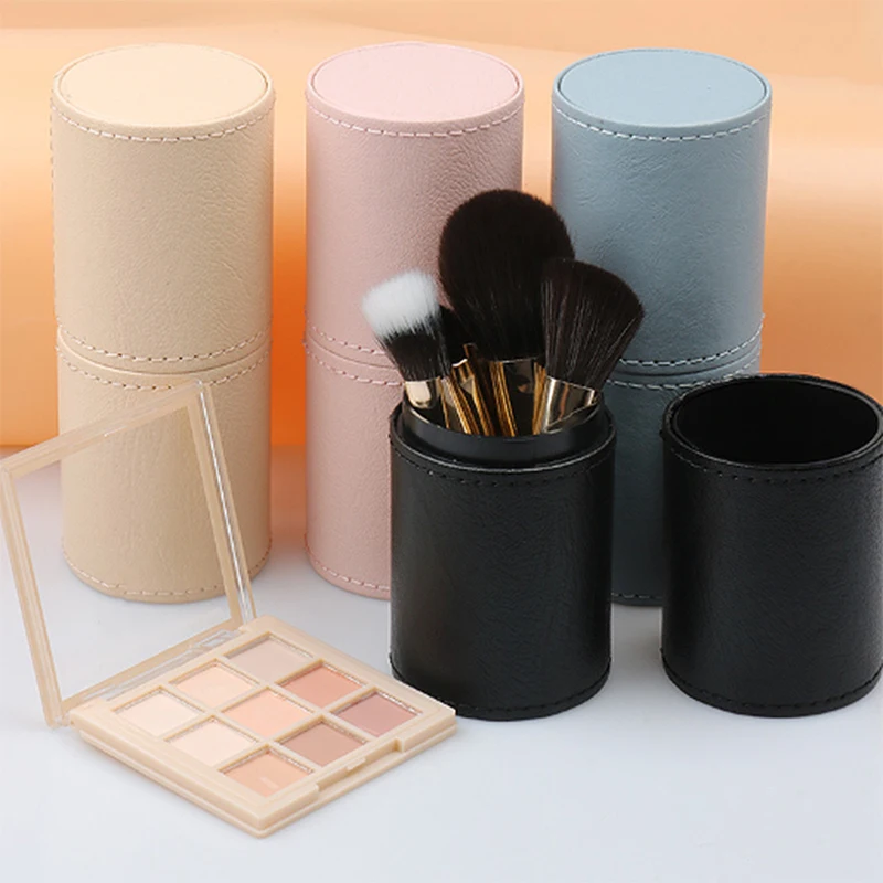 1pc Portable Makeup Brush Holder Travel Makeup Brush Case Makeup Brush Storage Bucket With Lid 14*5.7cm 3