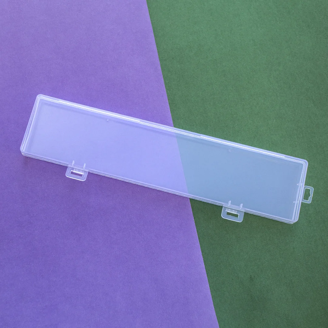 Long Rectangle Plastic Organizer Pencil Brush Storage Box Transparent Case For Pen Accessories Container 3