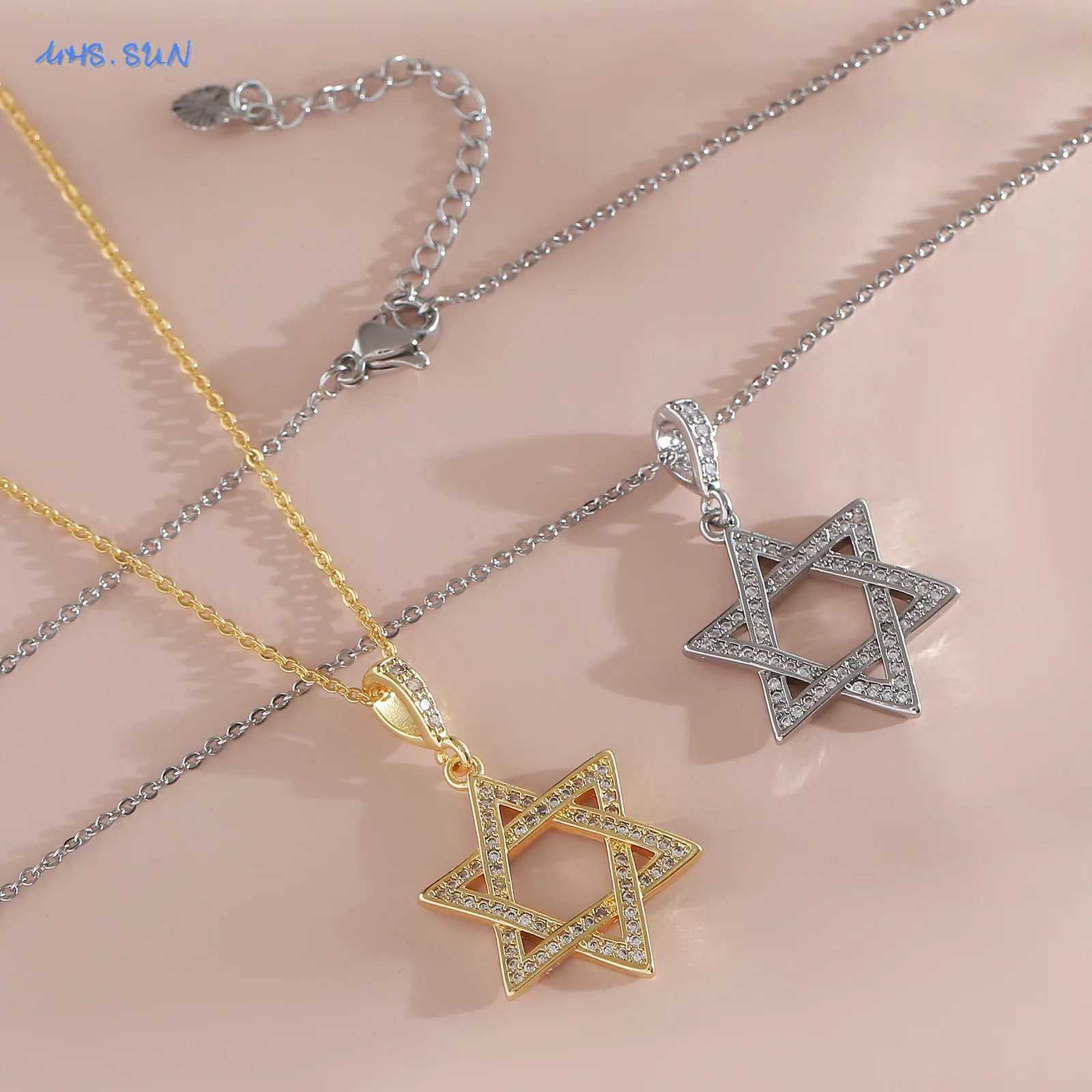 MHS.SUN Luxury Star of David Necklaces for Women Men Fashion Hollow Hexagonal Star Pendant Chain Necklace Judaica Jewish Jewelry - Image 5