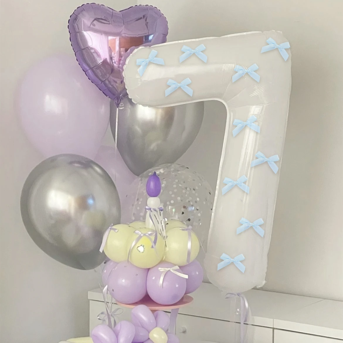 32 Zoll 0-9 großes digitales Set aus Aluminiumfolie, digitales Dekorationsset für Geburtstagsfeiern mit Ballonschleife, Partydekoration – Detail 5