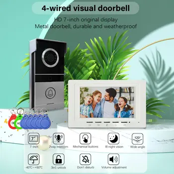 ANJIELO 7-inch CVBS Doorbell Video Intercom System for Home Supports RFID Card One-button Unlocking Video Door Phone 1