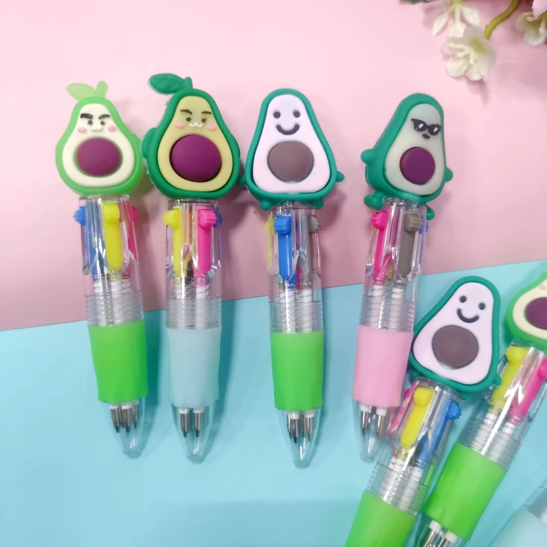 5Pcs/Lot Cute Cartoon Avocado 4 Colors Mini Ballpoint Pens Kids Writing Supplies Ball Point Pen School Office Stationery Gifts 5