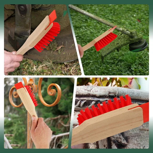 Mower Deck Scraper Deck Cleaner Tool with Stiff Bristle Brush Lawn Mower Longhandle Maintenance Scraper Cleaning Tool for Garden 6
