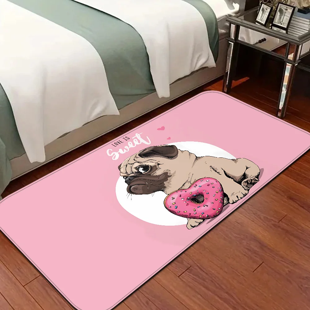 Lovely Pug Dog Hallway Carpet Washable Non-Slip Living Room Sofa Chairs Area Mat Kitchen Doormat Area Rug 3