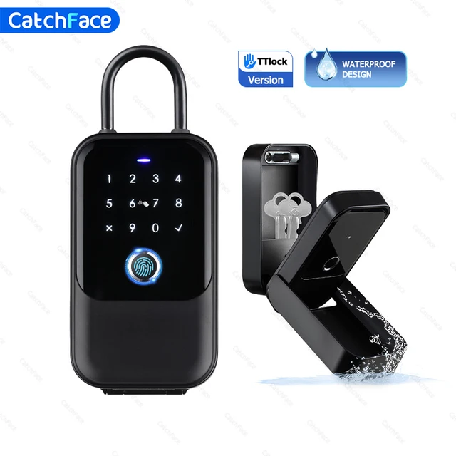 IP65 Wall Mount Key Box Small Container Outdoor Waterproof Safe Security Password Fingerprint Tuya or TTLock APP Anti-theft box 1