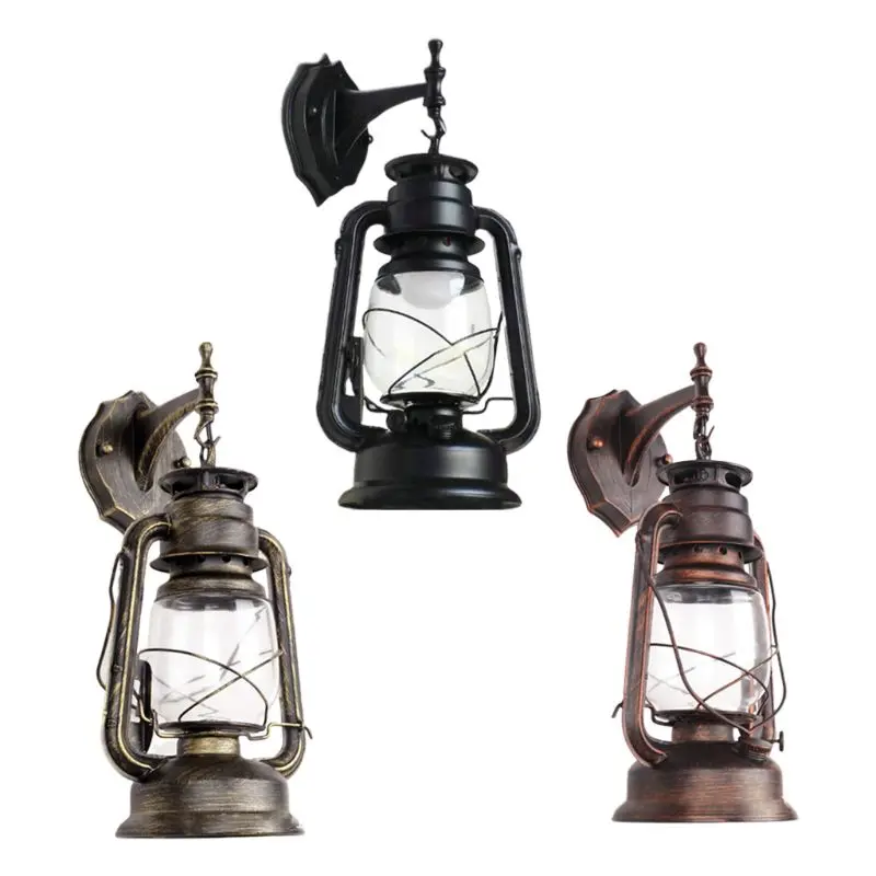 

E27 Retro Antique Vintage Rustic Lantern Lamp Wall Sconce Light Fixture Outdoor