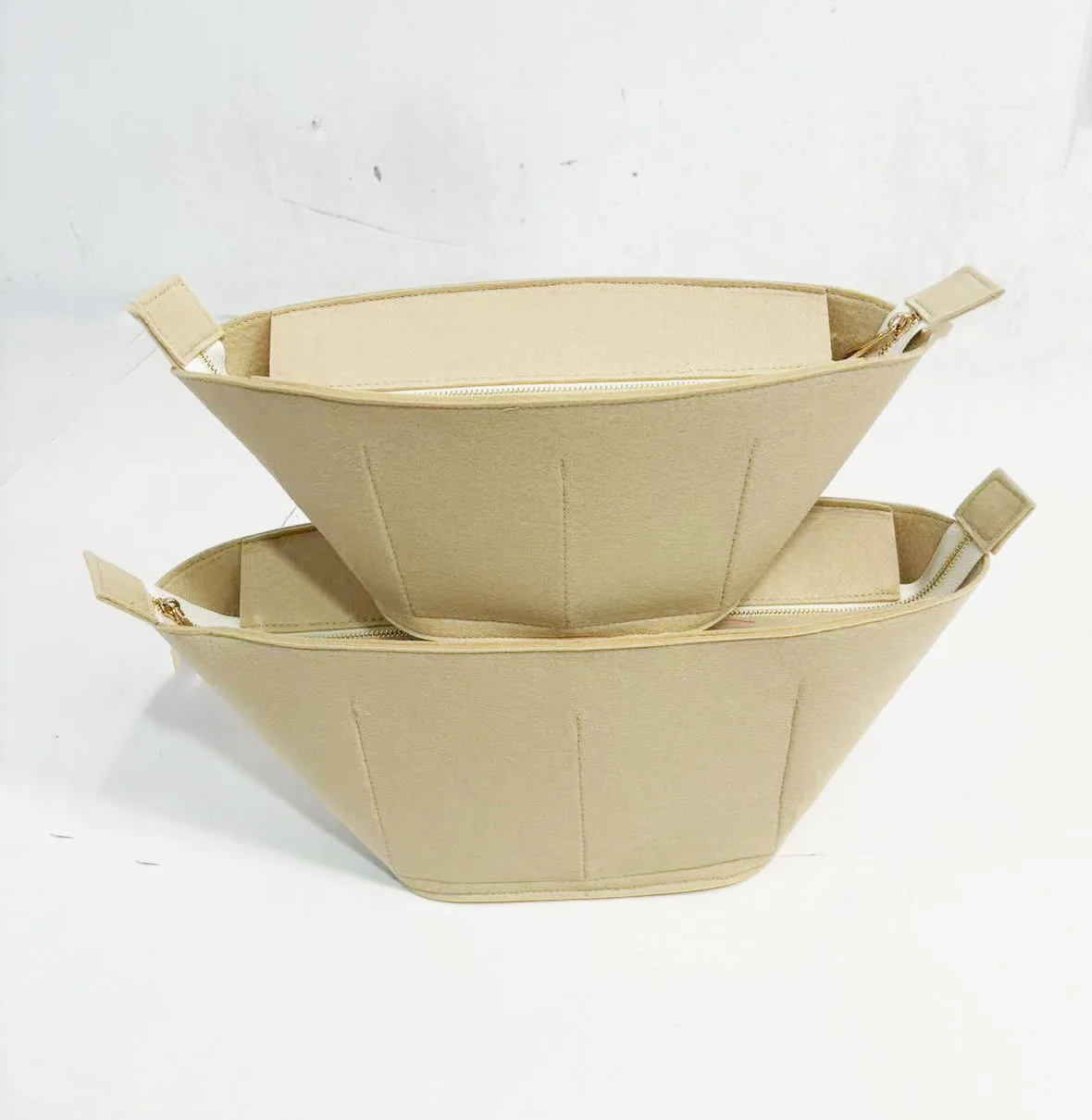 Organizer Insert Liner Top With Zippzer Lid Fit For Classic Lafite Woven TEEN HAND-BRAIDED BASKETS Premium Felt Handmade