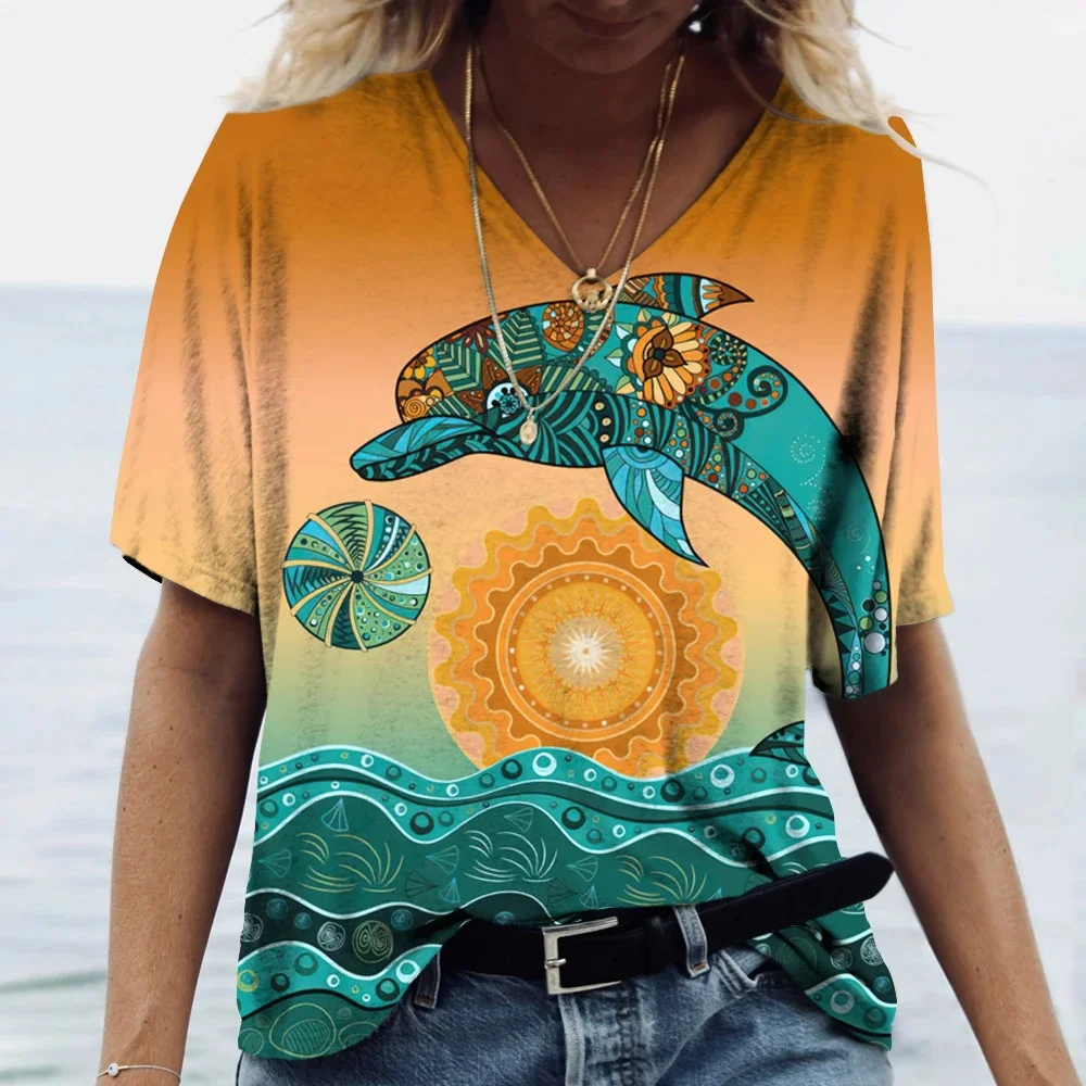 Рисунок 2 - Футболка женская цветная с рисунком дельфина