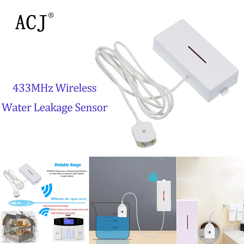 New 433MHz Water Leak Sensor Alarm WiFi Remote Control Wireless Smart Water Detector Monitor Work with 433MHz Host new xiaomi mijia aqara water immersing sensor remote alarm water linkage detector closing water valve smart home app