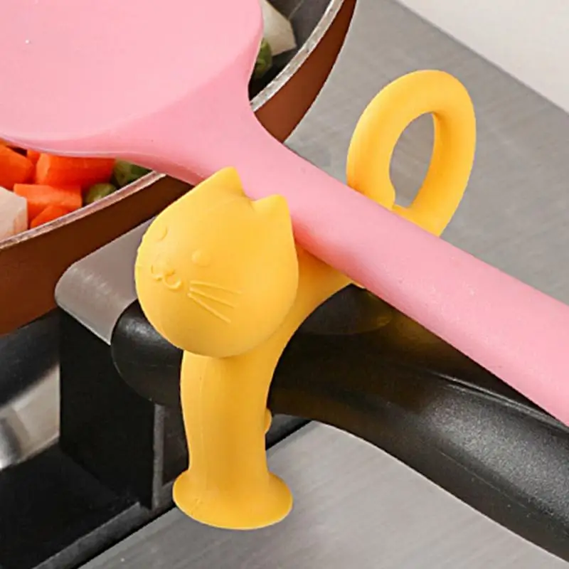 Silicone Spatula Holder Cat Shape Rack For Shovel Spoon Anti-scalding Spatula Rest Bracket Clips For Home Kitchen Restaurant Use