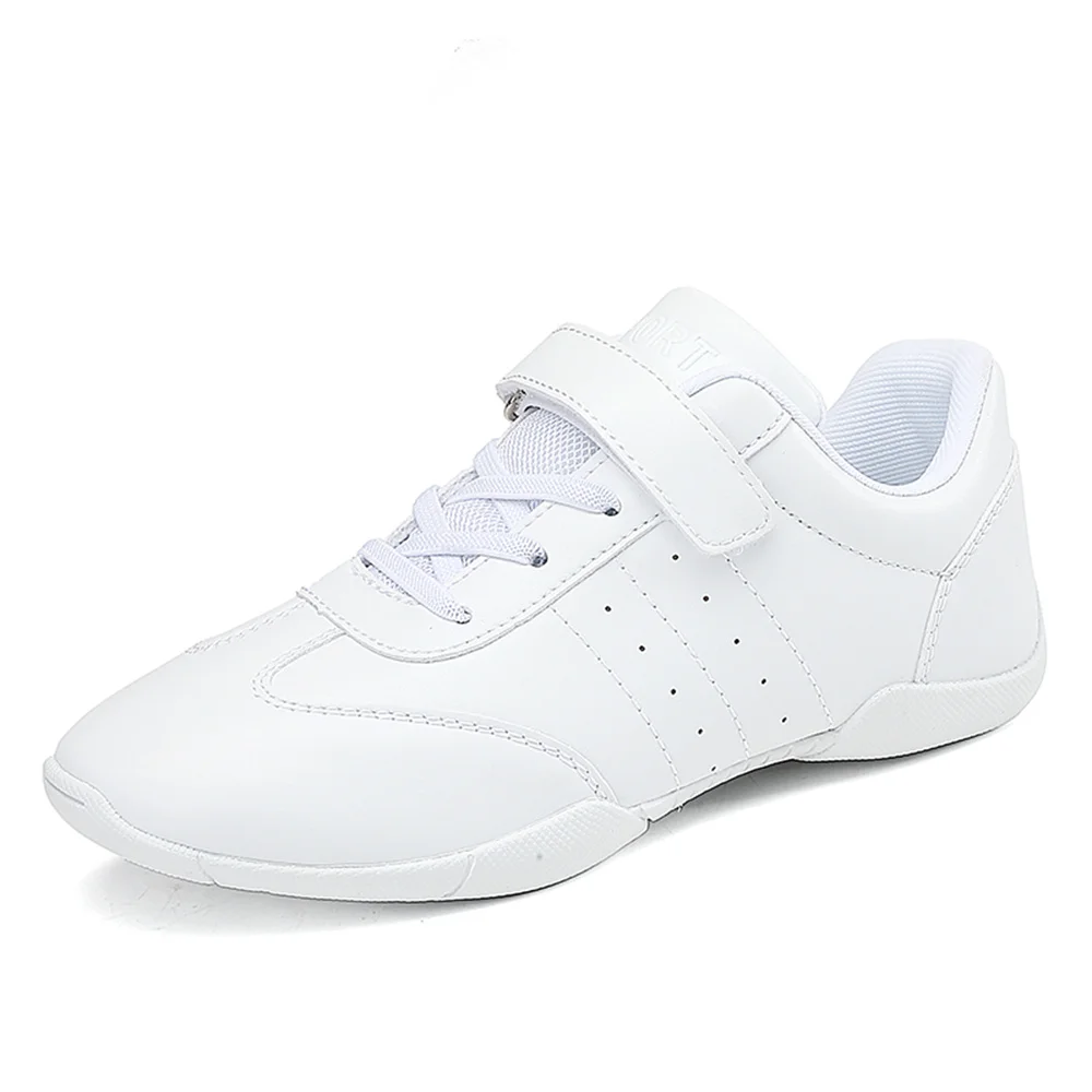 Girls White Cheerleading Shoes Kids Training Dancing Tennis Shoes Lightweight Comfortable Flat Shoes Indoor Outdoor Sports Shoe