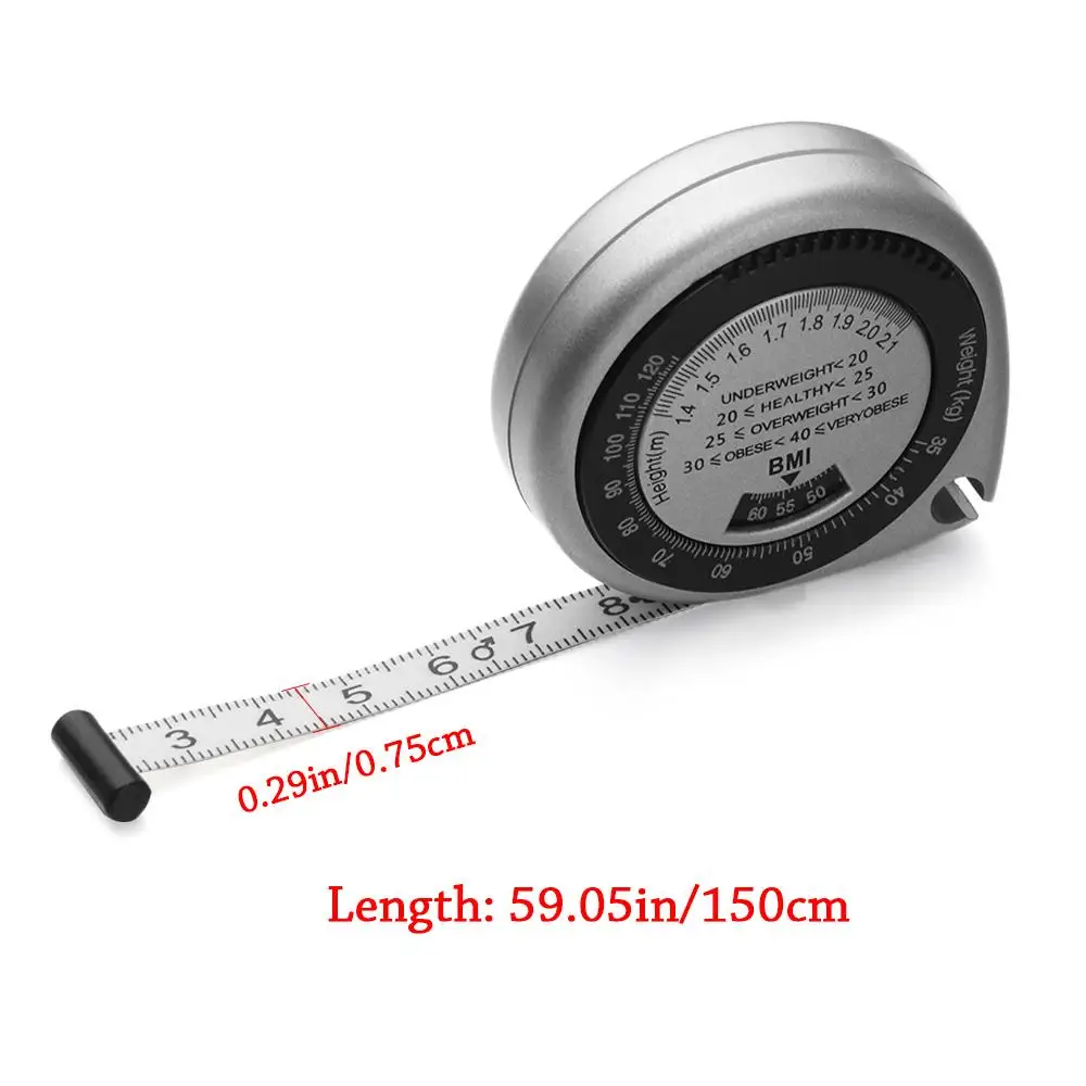 150cm Body Mass Measuring Tape Portable Push-Button Retract Tape Measure Weight Loss Muscle Fat Test Calculator