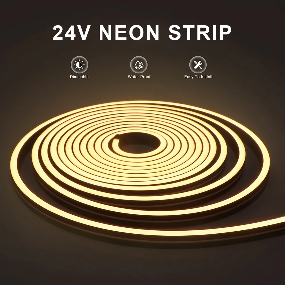 Description Picture 2 of item24V Black Tube Neon Lights Touch Dimming Swtich Silicone LED Light Strip LED Under Cabinet Light Cupboard Closet Decor Nightlamp