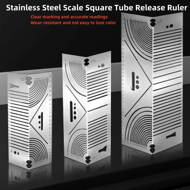 45 degrees 90 degrees Delineation Tools Scribing Gauge Square Tube Folding Round Ruler Square Steel Folding Arc Angle Drawing