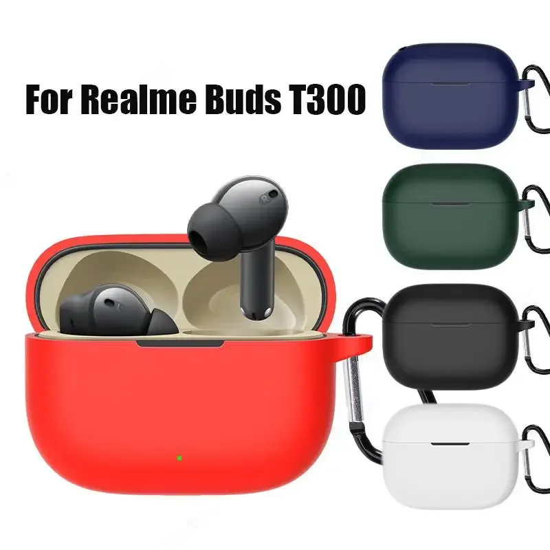 

For Realme Buds T300 Cover Anti-fall Silicone Case For Realme Buds T100 Cases Protective Sleeve For Realme Buds T300 Funda Shell