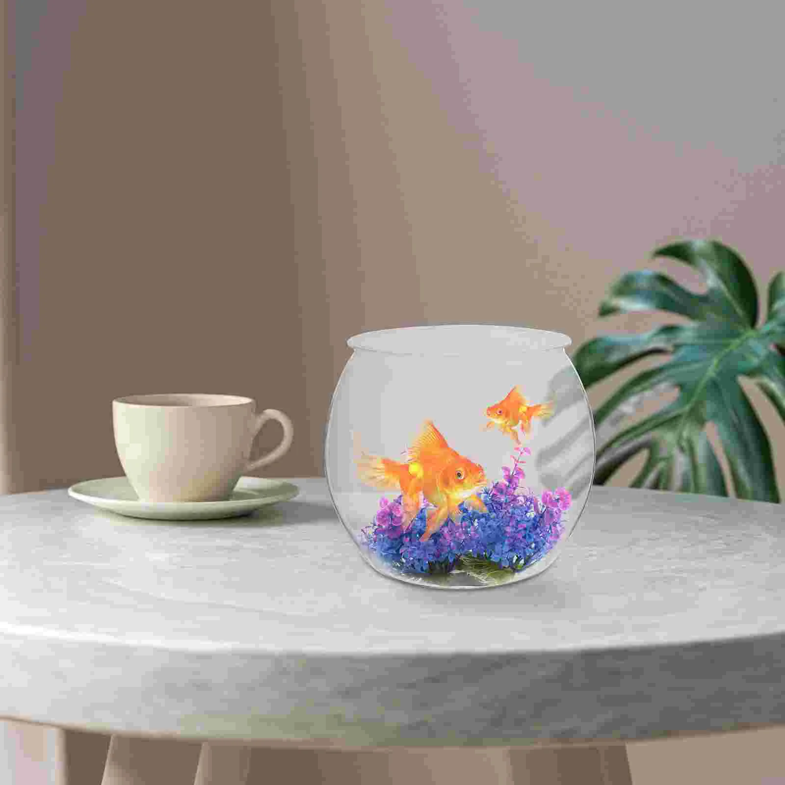 

Transparent Fish Tank Ornament Plastic Bowls Desktop Micro Landscape Container Betta Candy