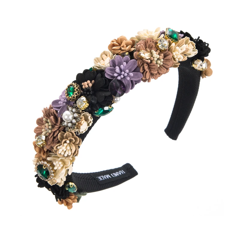 Hairpin European and American Fashionable Temperament Baroque Style Flower Pearl Headband Street Photo Hair Accessories