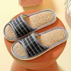 Summer Eva Soft Sole Linen Indoor Slippers For Men Women Simple Non-slip Wooden Floor Slides Comfort Plaid Home Slipper Shoes 6
