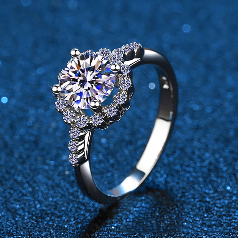 Sterling Silver Diamond Engagement Rings | Diamond Rings Women Platinum  Plated - 1ct - Aliexpress