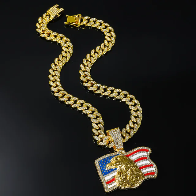 American flag Eagle Rhinestone pendant Trump American campaign popular jewelry alloy necklace 6