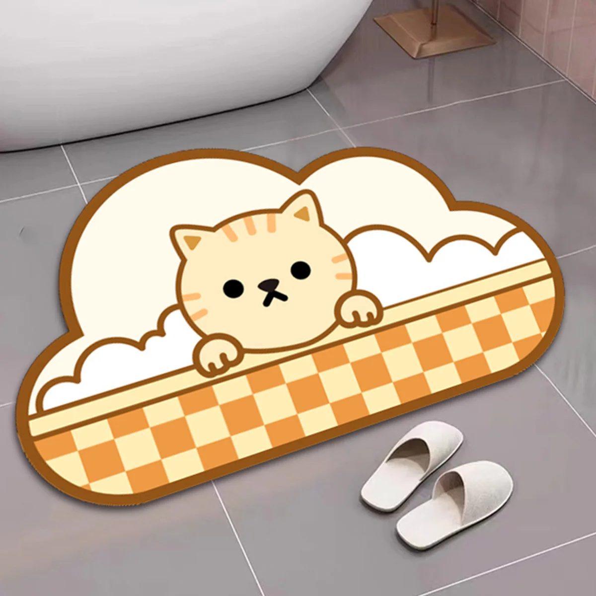 

Diatom Mud Water Absorbent Mat Bathroom Anti-slip Mat Cartoon Style Toilet Shower Mat Household Entrance Soft Durable Carpet