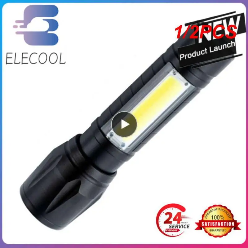 줌 미니 LED 손전등, XP-G Q5 플래시 라이트 랜턴, 휴대용 충전식 눈부심 COB 손전등, 야외 캠핑, 1 개, 2 개